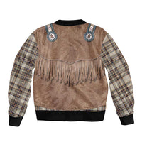 Retro Brown Beige Plaid Bomber Jacket Western Cowboy Vest Costume - Wonder Print Shop