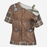 Retro Brown Beige Plaid Cross Shoulder Shirt Western Cowboy Vest Costume - Wonder Print Shop