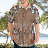 Retro Brown Beige Plaid Hawaiian Shirt Western Cowboy Vest Costume - Wonder Print Shop