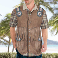 Retro Brown Beige Plaid Hawaiian Shirt Western Cowboy Vest Costume - Wonder Print Shop