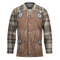 Retro Brown Beige Plaid Hockey Jersey Western Cowboy Vest Costume - Wonder Print Shop