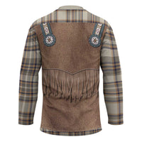 Retro Brown Beige Plaid Hockey Jersey Western Cowboy Vest Costume - Wonder Print Shop