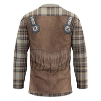Retro Brown Beige Plaid Hockey Jersey Western Cowboy Vest Costume - Wonder Print Shop