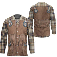 Retro Brown Beige Plaid Hockey Jersey Western Cowboy Vest Costume - Wonder Print Shop