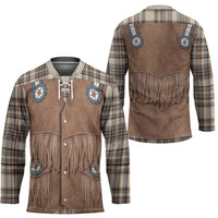 Retro Brown Beige Plaid Hockey Jersey Western Cowboy Vest Costume - Wonder Print Shop