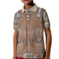 Retro Brown Beige Plaid Kid Polo Shirt Western Cowboy Vest Costume - Wonder Print Shop