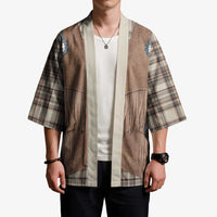 Retro Brown Beige Plaid Kimono Western Cowboy Vest Costume - Wonder Print Shop