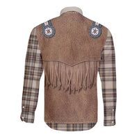 Retro Brown Beige Plaid Long Sleeve Button Shirt Western Cowboy Vest Costume - Wonder Print Shop