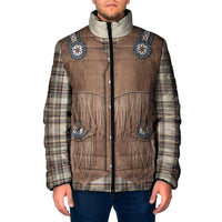 Retro Brown Beige Plaid Padded Jacket Western Cowboy Vest Costume - Wonder Print Shop