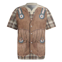 Retro Brown Beige Plaid Rugby Jersey Western Cowboy Vest Costume - Wonder Print Shop