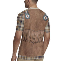 Retro Brown Beige Plaid Rugby Jersey Western Cowboy Vest Costume - Wonder Print Shop