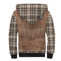 Retro Brown Beige Plaid Sherpa Hoodie Western Cowboy Vest Costume - Wonder Print Shop