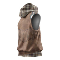 Retro Brown Beige Plaid Sleeveless Hoodie Western Cowboy Vest Costume - Wonder Print Shop