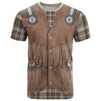 Retro Brown Beige Plaid T Shirt Western Cowboy Vest Costume - Wonder Print Shop
