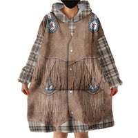 Retro Brown Beige Plaid Wearable Blanket Hoodie Western Cowboy Vest Costume - Wonder Print Shop