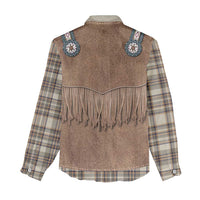 Retro Brown Beige Plaid Women Casual Shirt Western Cowboy Vest Costume - Wonder Print Shop