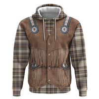 Retro Brown Beige Plaid Zip Hoodie Western Cowboy Vest Costume - Wonder Print Shop