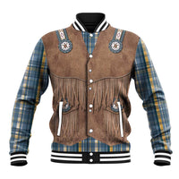 Retro Blue Yellow Plaid Baseball Jacket Western Cowboy Vest Costume - Wonder Print Shop