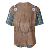 Retro Blue Yellow Plaid Baseball Jersey Western Cowboy Vest Costume - Wonder Print Shop