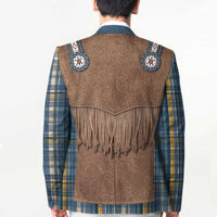 Retro Blue Yellow Plaid Blazer Western Cowboy Vest Costume - Wonder Print Shop