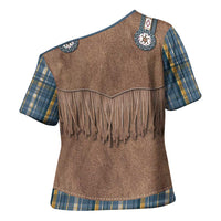 Retro Blue Yellow Plaid Cross Shoulder Shirt Western Cowboy Vest Costume - Wonder Print Shop