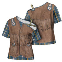 Retro Blue Yellow Plaid Cross Shoulder Shirt Western Cowboy Vest Costume - Wonder Print Shop