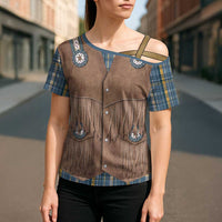 Retro Blue Yellow Plaid Cross Shoulder Shirt Western Cowboy Vest Costume - Wonder Print Shop