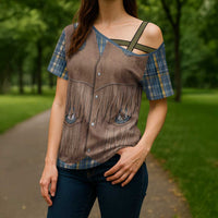 Retro Blue Yellow Plaid Cross Shoulder Shirt Western Cowboy Vest Costume - Wonder Print Shop