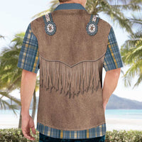 Retro Blue Yellow Plaid Hawaiian Shirt Western Cowboy Vest Costume - Wonder Print Shop