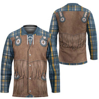Retro Blue Yellow Plaid Hockey Jersey Western Cowboy Vest Costume - Wonder Print Shop