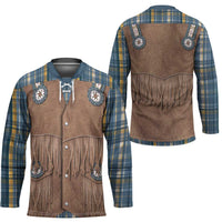 Retro Blue Yellow Plaid Hockey Jersey Western Cowboy Vest Costume - Wonder Print Shop