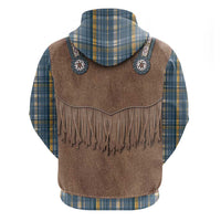 Retro Blue Yellow Plaid Hoodie Western Cowboy Vest Costume - Wonder Print Shop