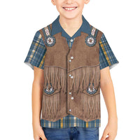 Retro Blue Yellow Plaid Kid Hawaiian Shirt Western Cowboy Vest Costume - Wonder Print Shop
