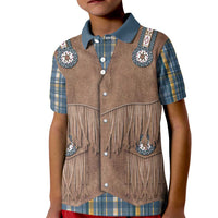 Retro Blue Yellow Plaid Kid Polo Shirt Western Cowboy Vest Costume - Wonder Print Shop