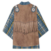 Retro Blue Yellow Plaid Kimono Western Cowboy Vest Costume - Wonder Print Shop