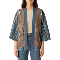 Retro Blue Yellow Plaid Kimono Western Cowboy Vest Costume - Wonder Print Shop