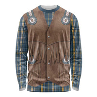 Retro Blue Yellow Plaid Long Sleeve Shirt Western Cowboy Vest Costume - Wonder Print Shop