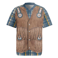Retro Blue Yellow Plaid Rugby Jersey Western Cowboy Vest Costume - Wonder Print Shop