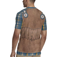 Retro Blue Yellow Plaid Rugby Jersey Western Cowboy Vest Costume - Wonder Print Shop