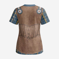 Retro Blue Yellow Plaid Scrub Top Western Cowboy Vest Costume - Wonder Print Shop