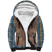 Retro Blue Yellow Plaid Sherpa Hoodie Western Cowboy Vest Costume - Wonder Print Shop