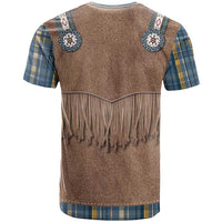 Retro Blue Yellow Plaid T Shirt Western Cowboy Vest Costume - Wonder Print Shop