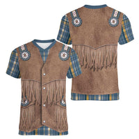 Retro Blue Yellow Plaid Women V-Neck T-Shirt Western Cowboy Vest Costume - Wonder Print Shop