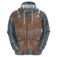 Retro Blue Yellow Plaid Zip Hoodie Western Cowboy Vest Costume - Wonder Print Shop