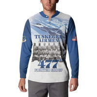 Blue Heritage Tuskegee Airmen Button Sweatshirt 477th Fighter Group - Wonder Print Shop