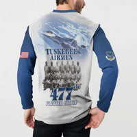 Blue Heritage Tuskegee Airmen Button Sweatshirt 477th Fighter Group - Wonder Print Shop