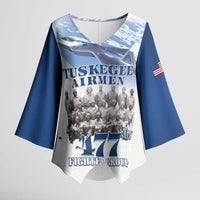 Blue Heritage Tuskegee Airmen Kimono Sleeve Blouse 477th Fighter Group - Wonder Print Shop