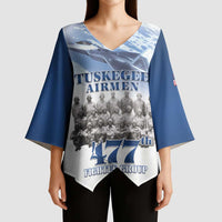 Blue Heritage Tuskegee Airmen Kimono Sleeve Blouse 477th Fighter Group - Wonder Print Shop