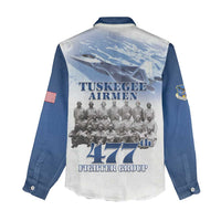 Blue Heritage Tuskegee Airmen Women Casual Shirt 477th Fighter Group - Wonder Print Shop