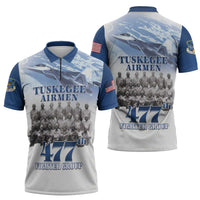 Blue Heritage Tuskegee Airmen Zipper Polo Shirt 477th Fighter Group - Wonder Print Shop